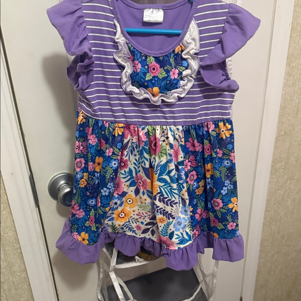 Floral and Striped Purple Dress